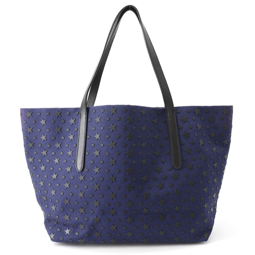 Jimmy Choo tote bag, star motif, canvas and leather. handbag for women.